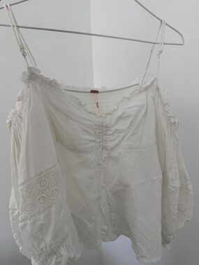 Free People x Revolve Bambino Off-shoulder Bohemian Top White